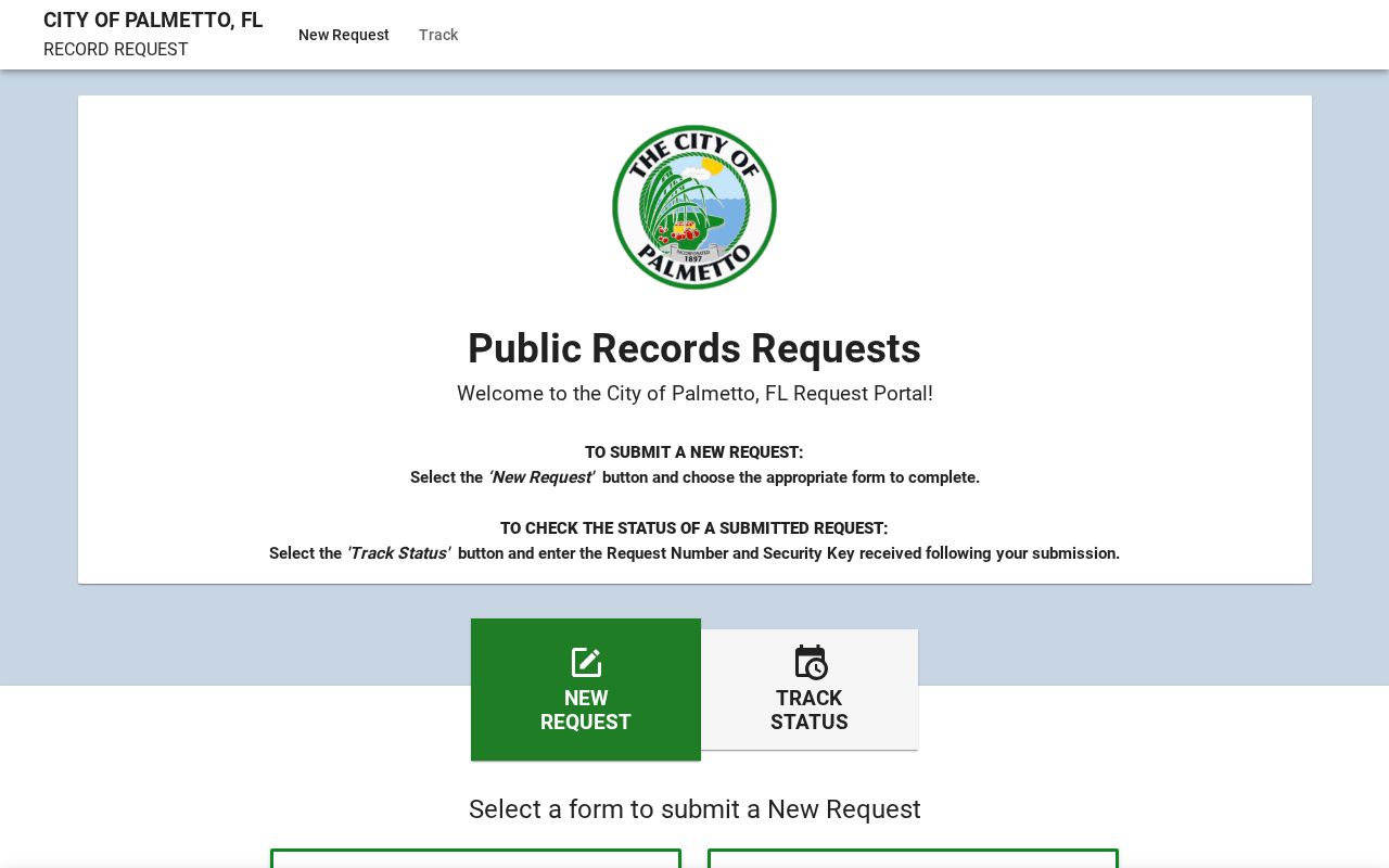 Palmetto Police official public records request portal