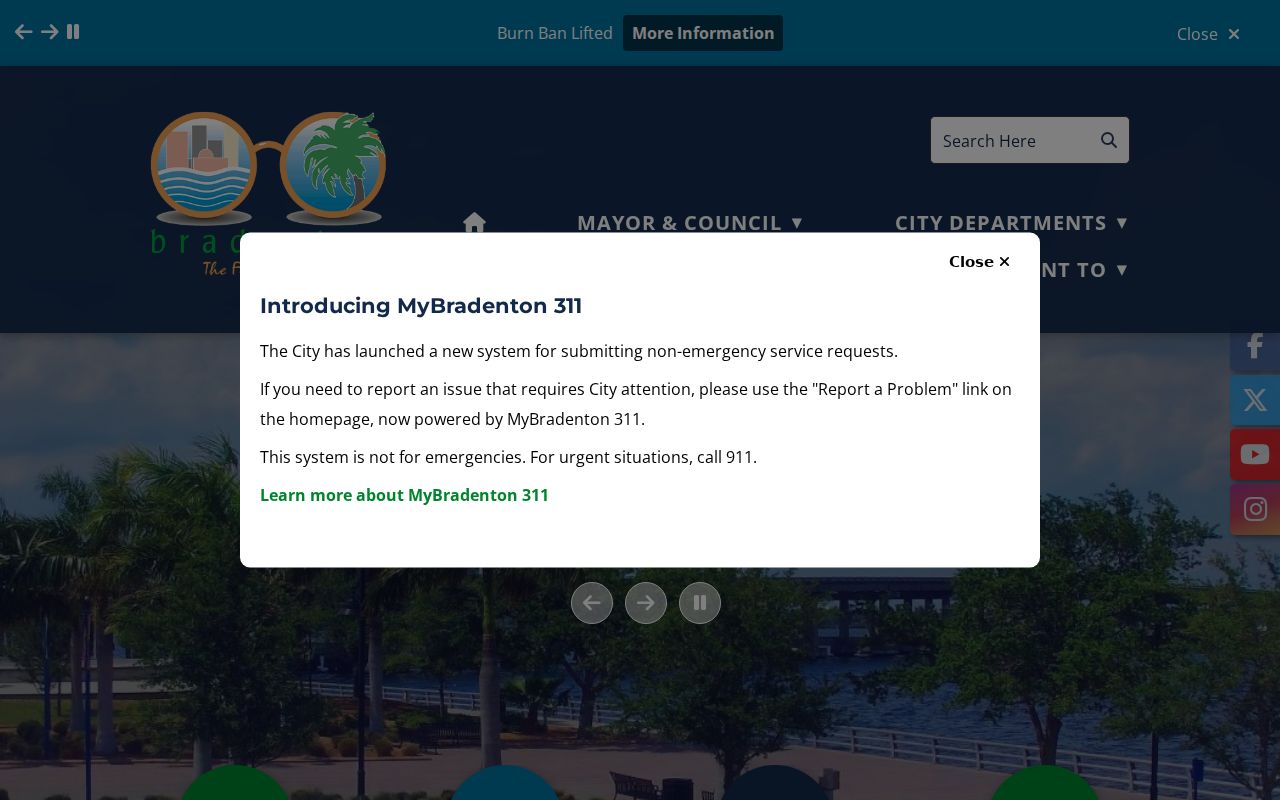 City of Bradenton official page separate from Manatee County court records